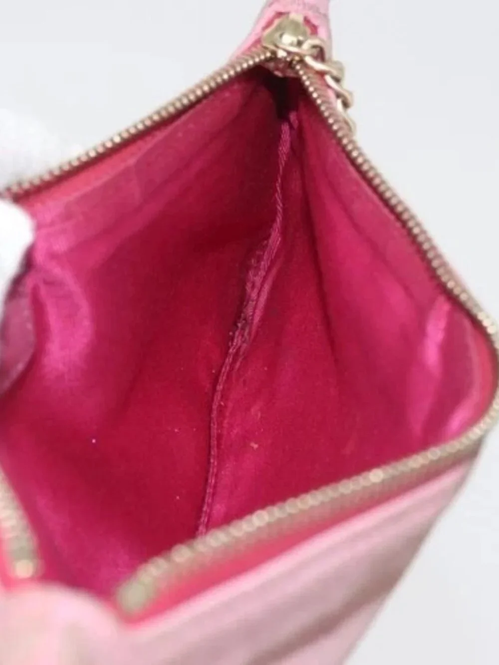 CHANEL Icon Series Pouch Suede Pink Gold CC Auth 176765